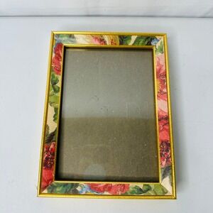 Vintage Floral Photo Frame Gold Speckled Rose Botanical 5x7 Tabletop Decor